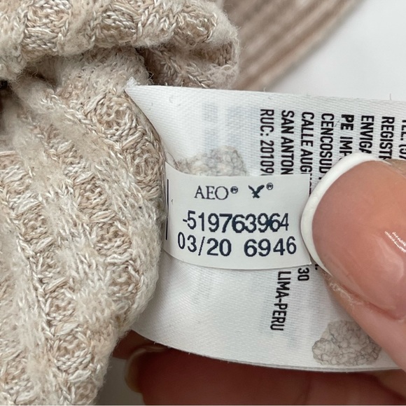 American Eagle Sweater Womens Large Cream Viscose Pullover Waffle Knit Boat Neck - Picture 10 of 13